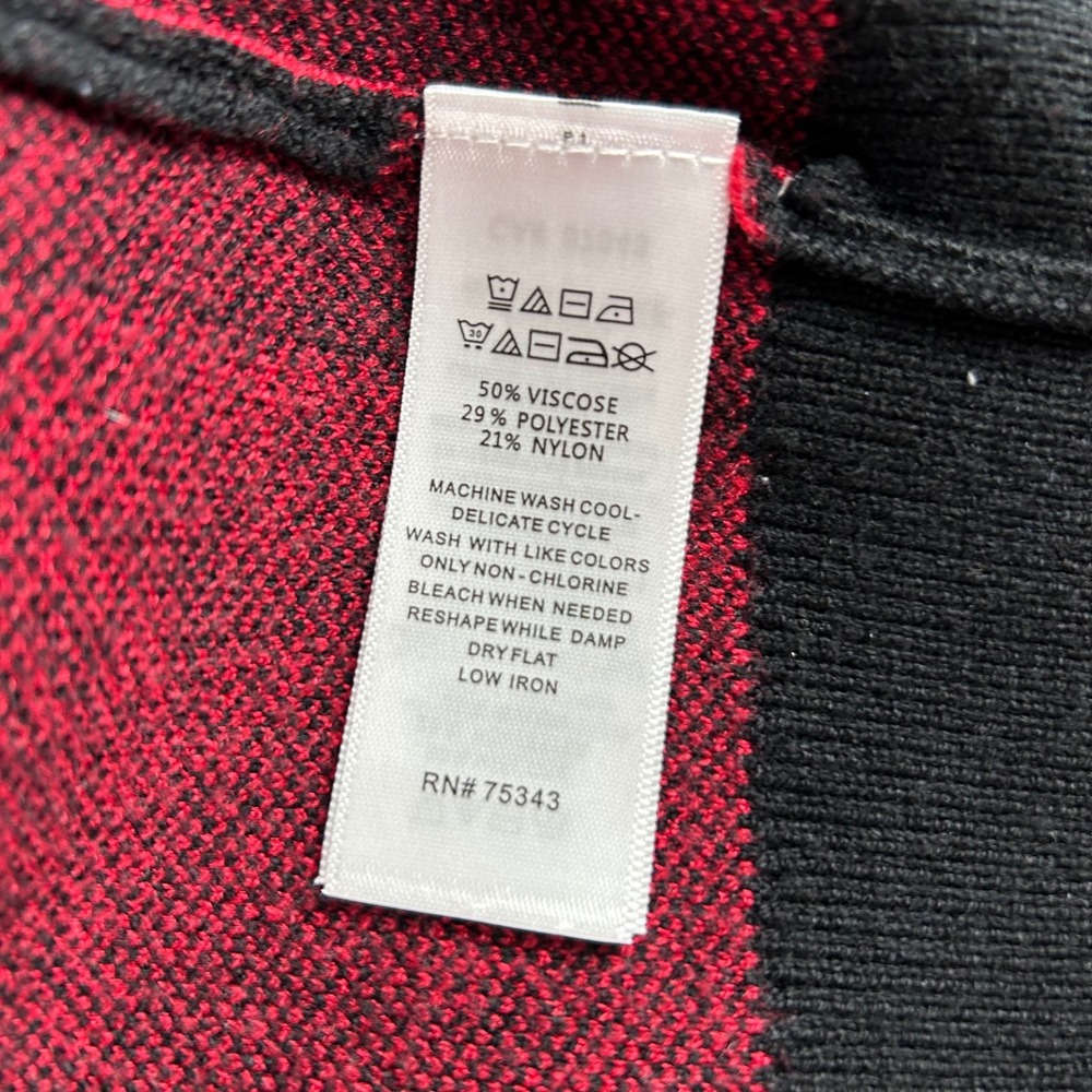 Tommy Bahama Womens Red Black Buffalo Plaid Rhinestone Button Cardigan Sweater M - Picture 7 of 8